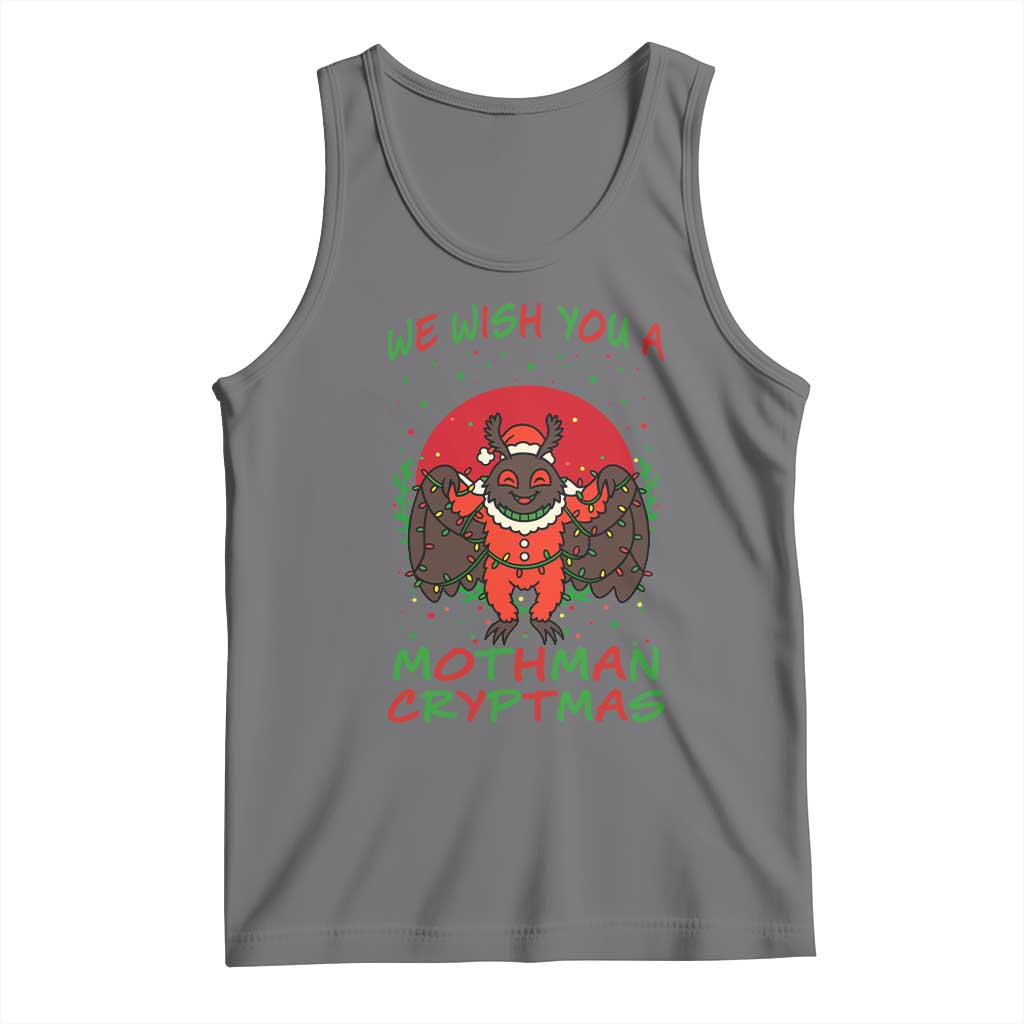 Mothman Christmas Tank Top We Wish You A Mothman Cryptmas Funny Christmas Gift TS12 Black Heather Print Your Wear