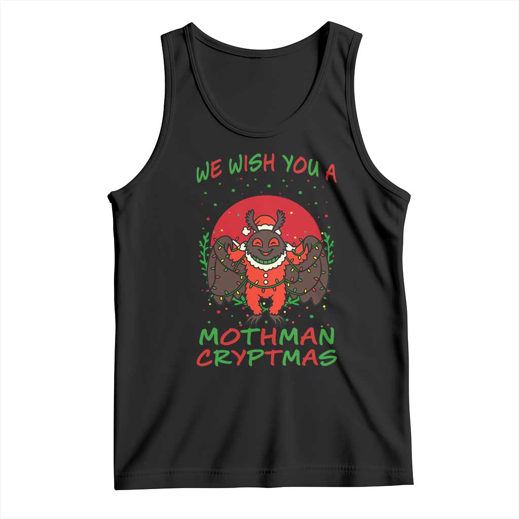 Mothman Christmas Tank Top We Wish You A Mothman Cryptmas Funny Christmas Gift TS12 Black Print Your Wear