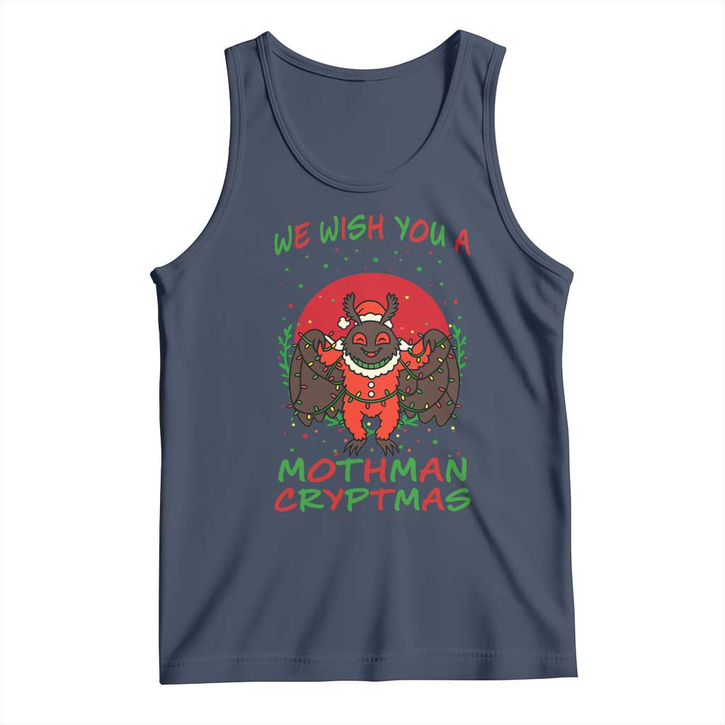 Mothman Christmas Tank Top We Wish You A Mothman Cryptmas Funny Christmas Gift TS12 Navy Print Your Wear