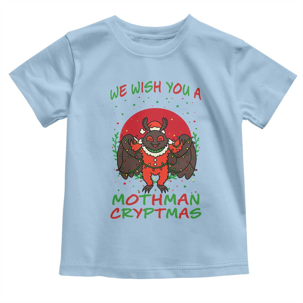 Mothman Christmas Toddler T Shirt We Wish You A Mothman Cryptmas Funny Christmas Gift TS12 Light Blue Print Your Wear