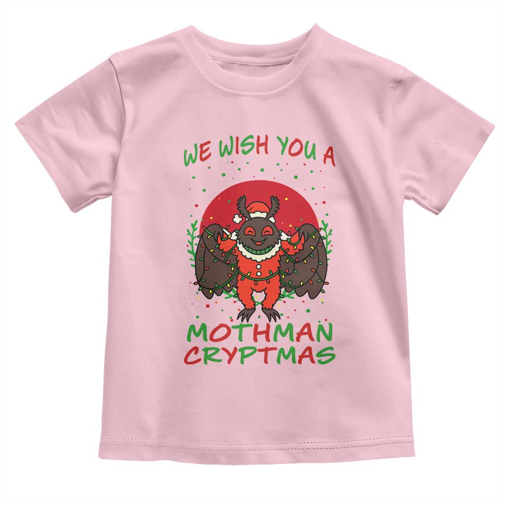 Mothman Christmas Toddler T Shirt We Wish You A Mothman Cryptmas Funny Christmas Gift TS12 Light Pink Print Your Wear