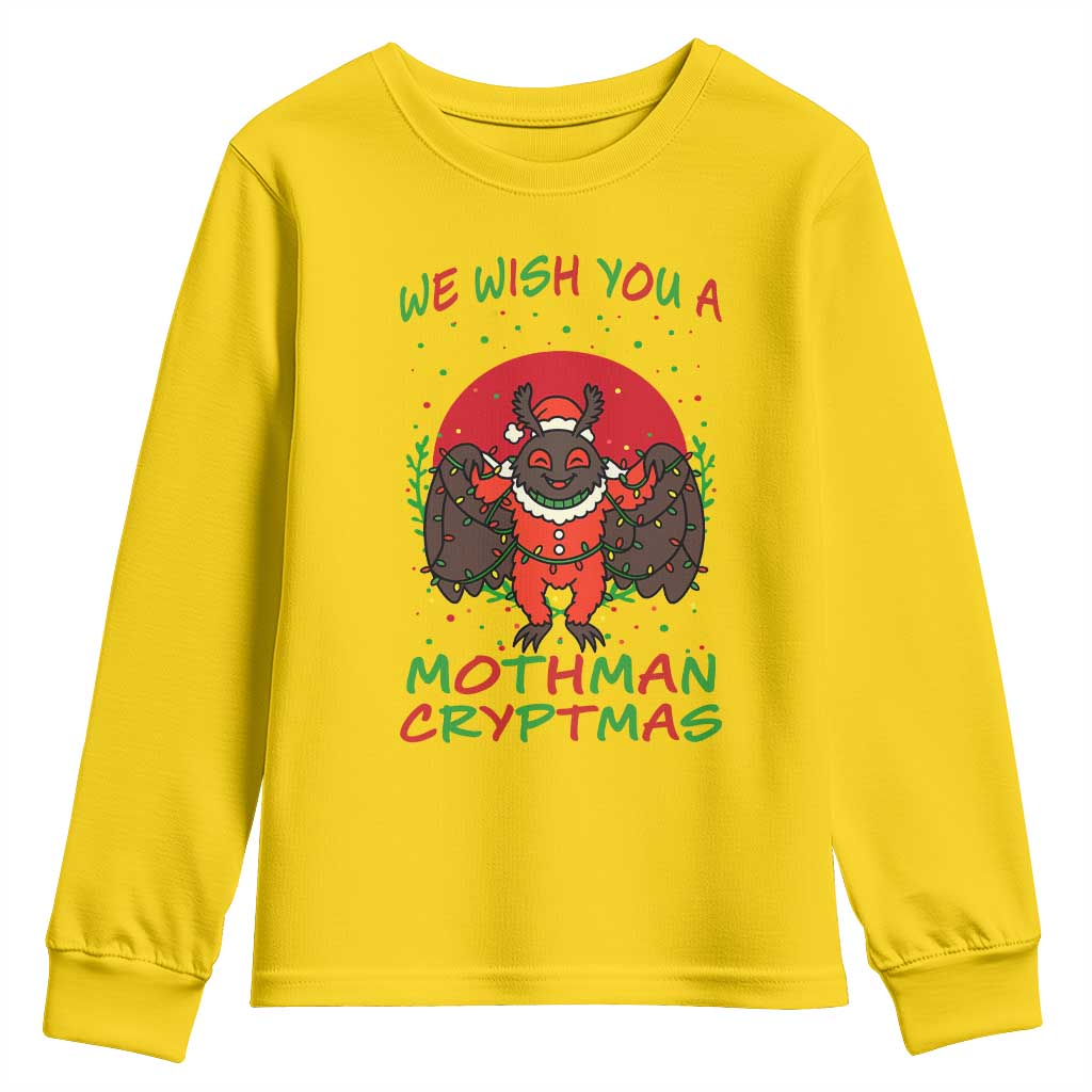 Mothman Christmas Youth Sweatshirt We Wish You A Mothman Cryptmas Funny Christmas Gift TS12 Daisy Print Your Wear