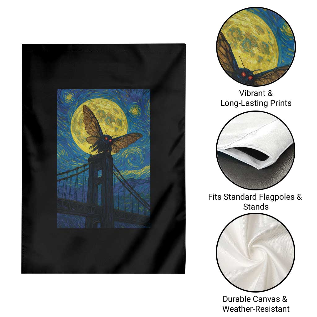 Mothman Starry Night Garden Flag Van Gogh Cryptid Gift TS12 Print Your Wear