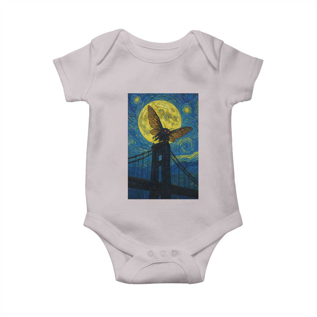 Mothman Starry Night Baby Onesie Van Gogh Cryptid Gift TS12 Ice Gray Print Your Wear