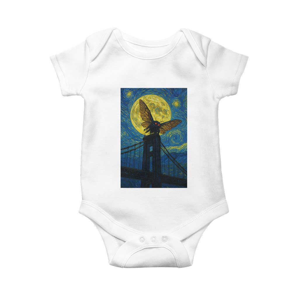 Mothman Starry Night Baby Onesie Van Gogh Cryptid Gift TS12 White Print Your Wear
