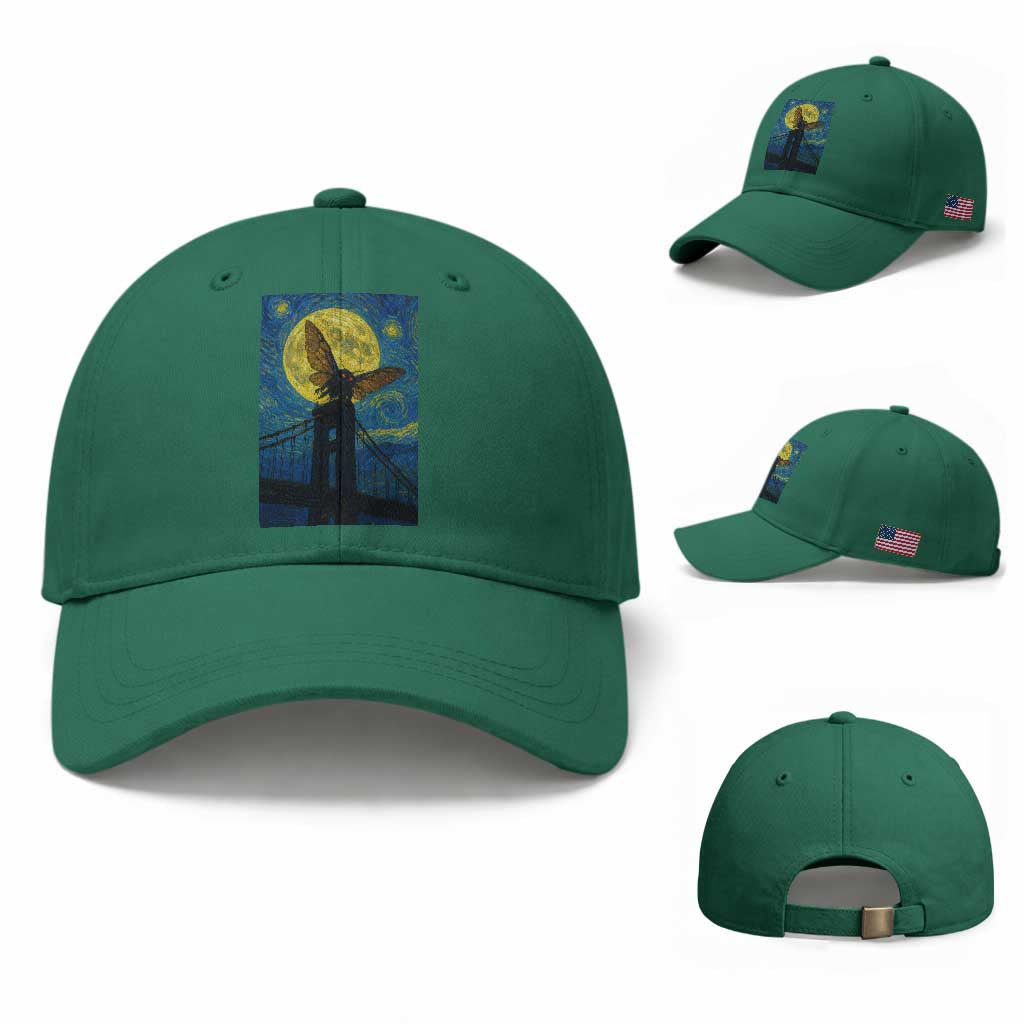Mothman Starry Night Baseball Cap Van Gogh Cryptid Gift TS12 Baseball Cap Universal Fit Irish Green Print Your Wear
