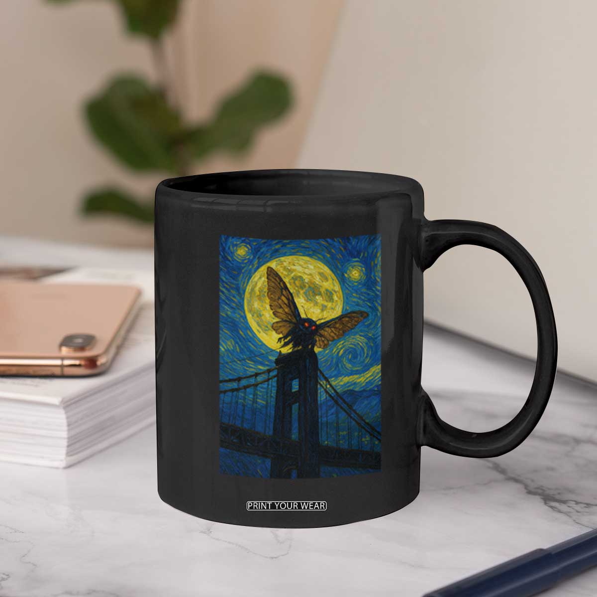 Mothman Starry Night Coffee Mug Van Gogh Cryptid Gift TS12 Print Your Wear