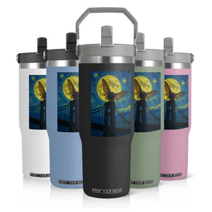 Mothman Starry Night Flip Straw Tumbler Van Gogh Cryptid Gift TS12 Print Your Wear