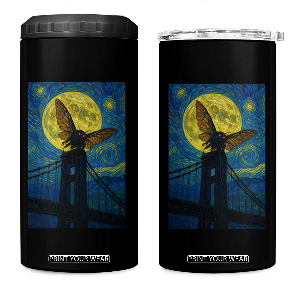 Mothman Starry Night 4 in 1 Can Cooler Tumbler Van Gogh Cryptid Gift TS12 One Size: 16 oz Black Print Your Wear