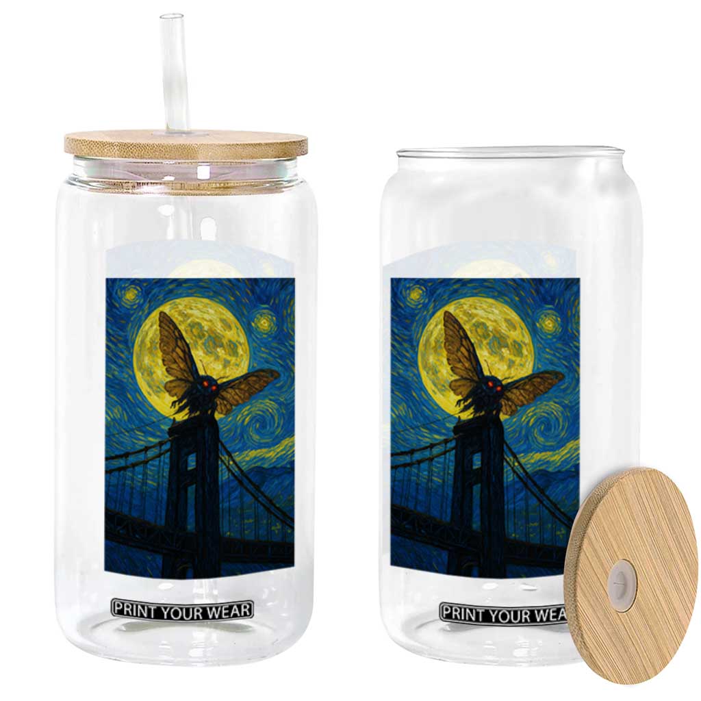 Mothman Starry Night Glass Can Van Gogh Cryptid Gift TS12 Print Your Wear