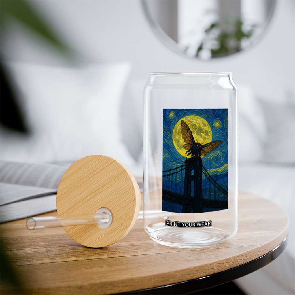 Mothman Starry Night Glass Can Van Gogh Cryptid Gift TS12 Print Your Wear