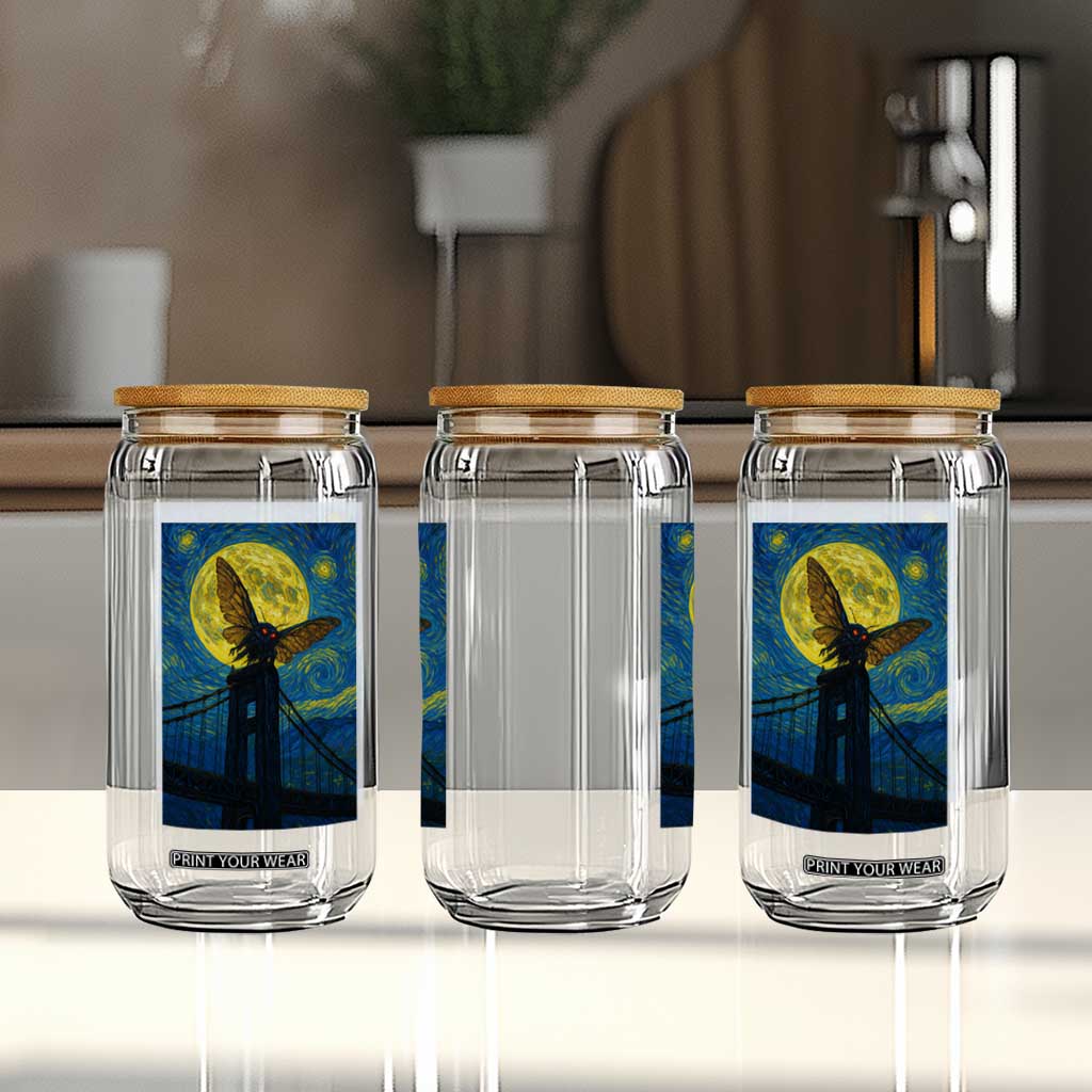 Mothman Starry Night Glass Can Van Gogh Cryptid Gift TS12 Print Your Wear