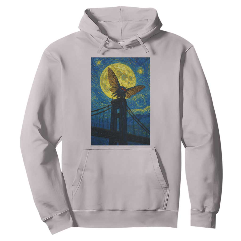 Mothman Starry Night Hoodie Van Gogh Cryptid Gift TS12 Ice Gray Print Your Wear