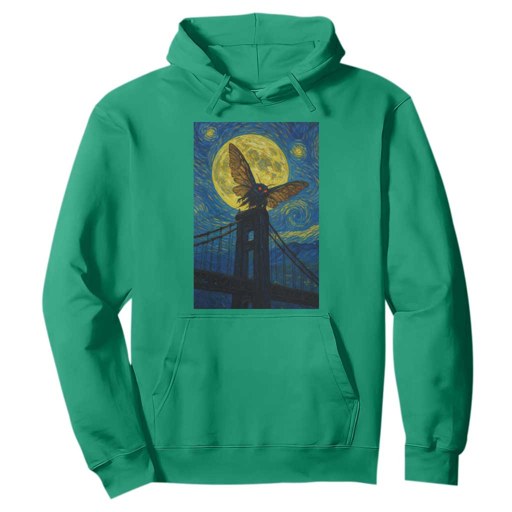 Mothman Starry Night Hoodie Van Gogh Cryptid Gift TS12 Irish Green Print Your Wear