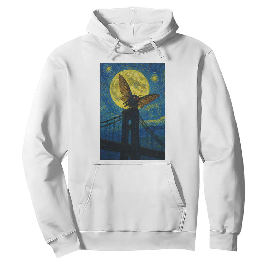 Mothman Starry Night Hoodie Van Gogh Cryptid Gift TS12 White Print Your Wear