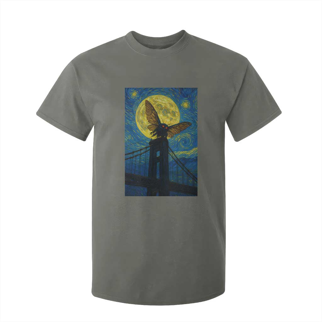 Mothman Starry Night T Shirt For Kid Van Gogh Cryptid Gift TS12 Military Green Print Your Wear
