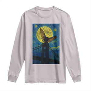 Mothman Starry Night Long Sleeve Shirt Van Gogh Cryptid Gift TS12 Ice Gray Print Your Wear