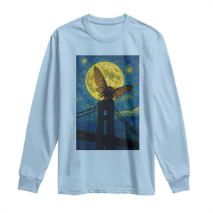 Mothman Starry Night Long Sleeve Shirt Van Gogh Cryptid Gift TS12 Light Blue Print Your Wear