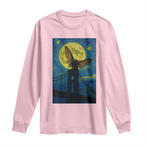 Mothman Starry Night Long Sleeve Shirt Van Gogh Cryptid Gift TS12 Light Pink Print Your Wear