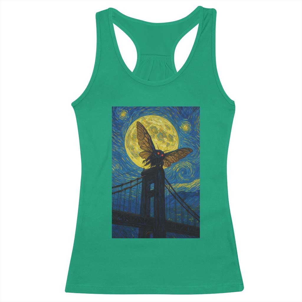 Mothman Starry Night Racerback Tank Top Van Gogh Cryptid Gift TS12 Irish Green Print Your Wear