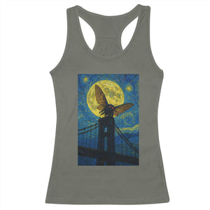 Mothman Starry Night Racerback Tank Top Van Gogh Cryptid Gift TS12 Military Green Print Your Wear