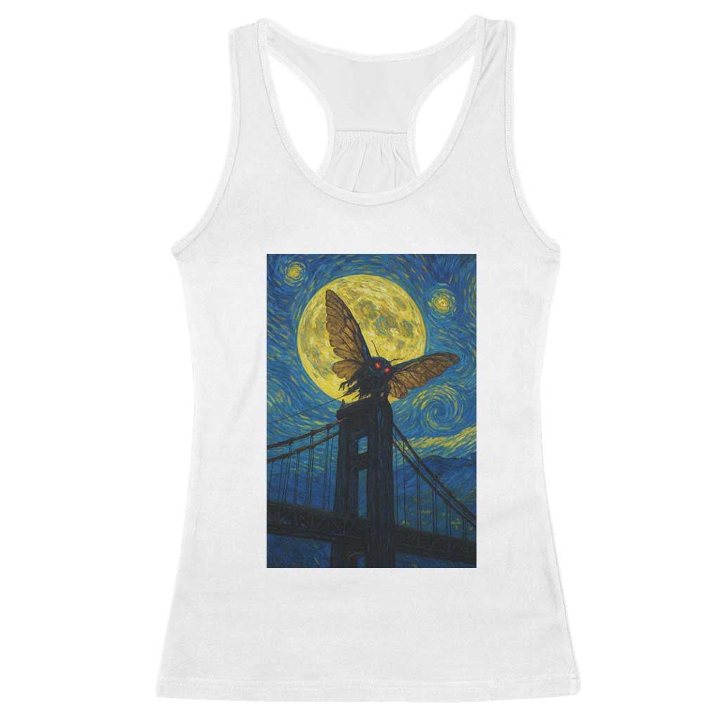 Mothman Starry Night Racerback Tank Top Van Gogh Cryptid Gift TS12 White Print Your Wear