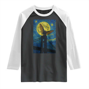 Mothman Starry Night Raglan Shirt Van Gogh Cryptid Gift TS12 Black White Print Your Wear