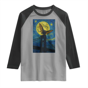 Mothman Starry Night Raglan Shirt Van Gogh Cryptid Gift TS12 Sport Gray Black Print Your Wear