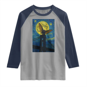 Mothman Starry Night Raglan Shirt Van Gogh Cryptid Gift TS12 Sport Gray Navy Print Your Wear