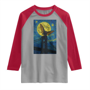 Mothman Starry Night Raglan Shirt Van Gogh Cryptid Gift TS12 Sport Gray Red Print Your Wear