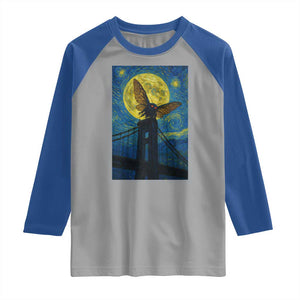 Mothman Starry Night Raglan Shirt Van Gogh Cryptid Gift TS12 Sport Gray Royal Print Your Wear