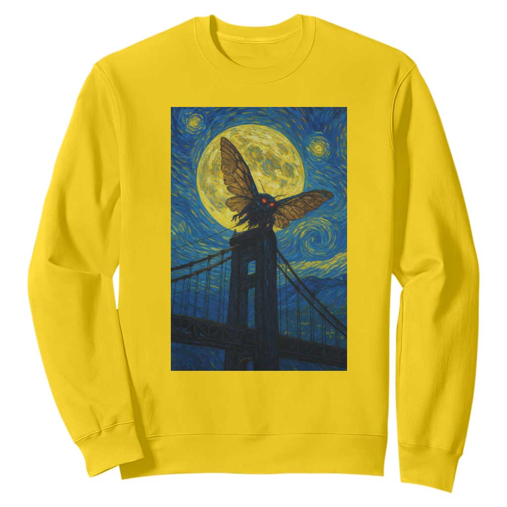 Mothman Starry Night Sweatshirt Van Gogh Cryptid Gift TS12 Daisy Print Your Wear
