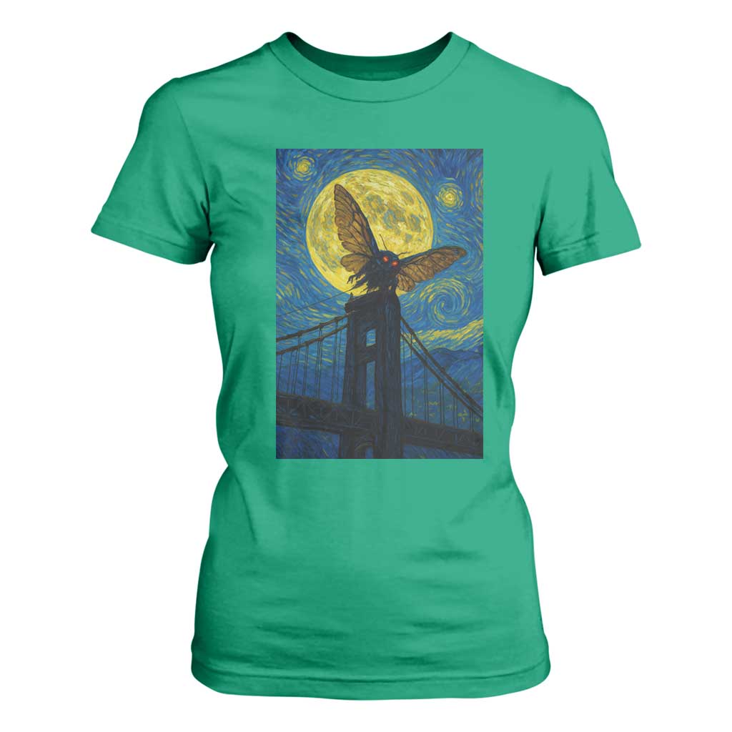 Mothman Starry Night T Shirt For Women Van Gogh Cryptid Gift TS12 Irish Green Print Your Wear