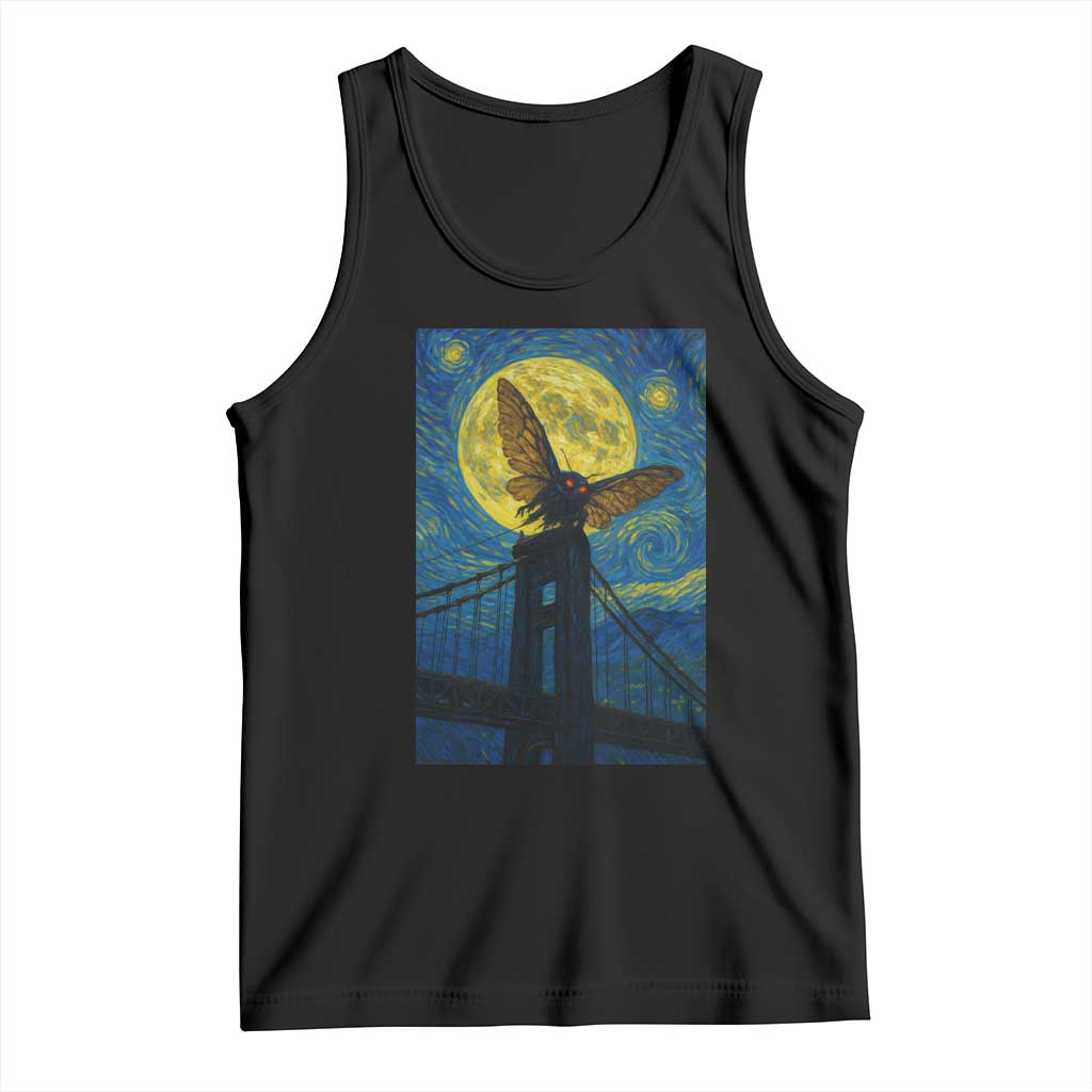 Mothman Starry Night Tank Top Van Gogh Cryptid Gift TS12 Black Print Your Wear