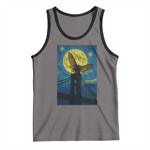 Mothman Starry Night Tank Top Van Gogh Cryptid Gift TS12 Deep Heather Black Print Your Wear