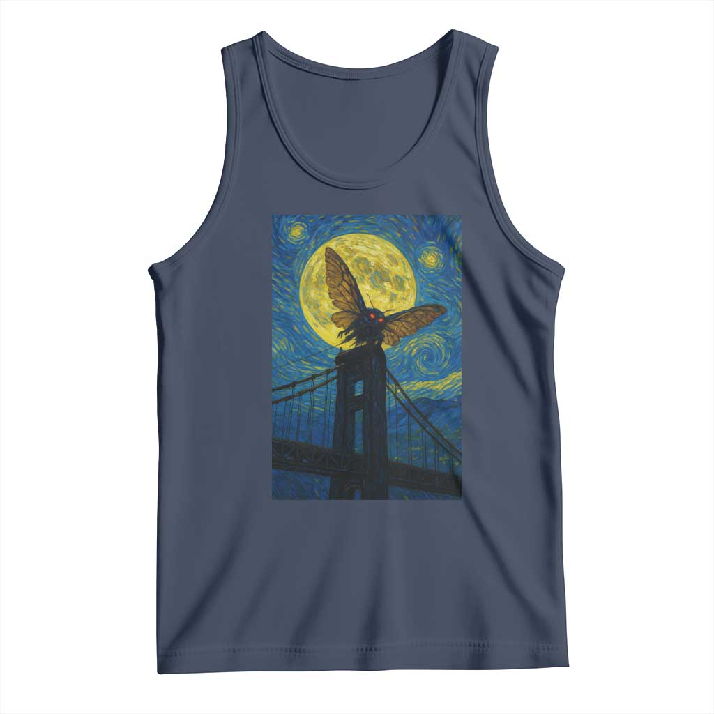 Mothman Starry Night Tank Top Van Gogh Cryptid Gift TS12 Navy Print Your Wear