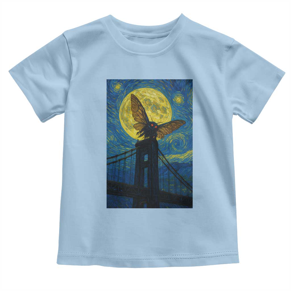 Mothman Starry Night Toddler T Shirt Van Gogh Cryptid Gift TS12 Light Blue Print Your Wear