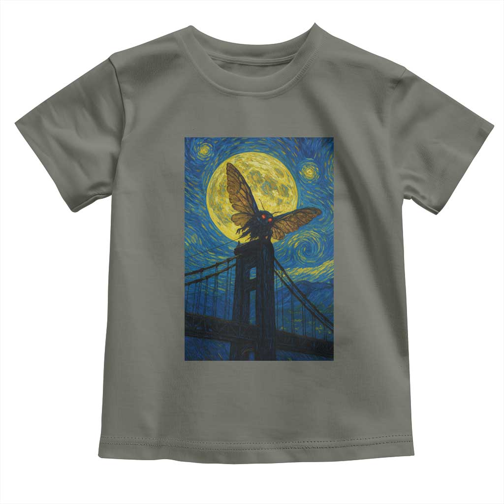 Mothman Starry Night Toddler T Shirt Van Gogh Cryptid Gift TS12 Military Green Print Your Wear