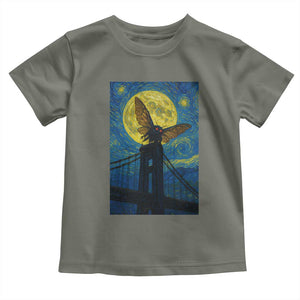 Mothman Starry Night Toddler T Shirt Van Gogh Cryptid Gift TS12 Military Green Print Your Wear