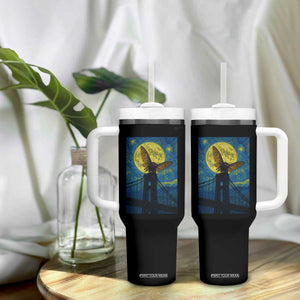 Mothman Starry Night Tumbler With Handle Van Gogh Cryptid Gift TS12 Print Your Wear