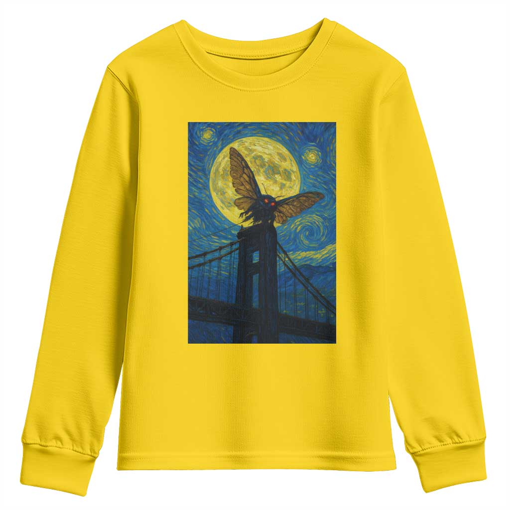 Mothman Starry Night Youth Sweatshirt Van Gogh Cryptid Gift TS12 Daisy Print Your Wear