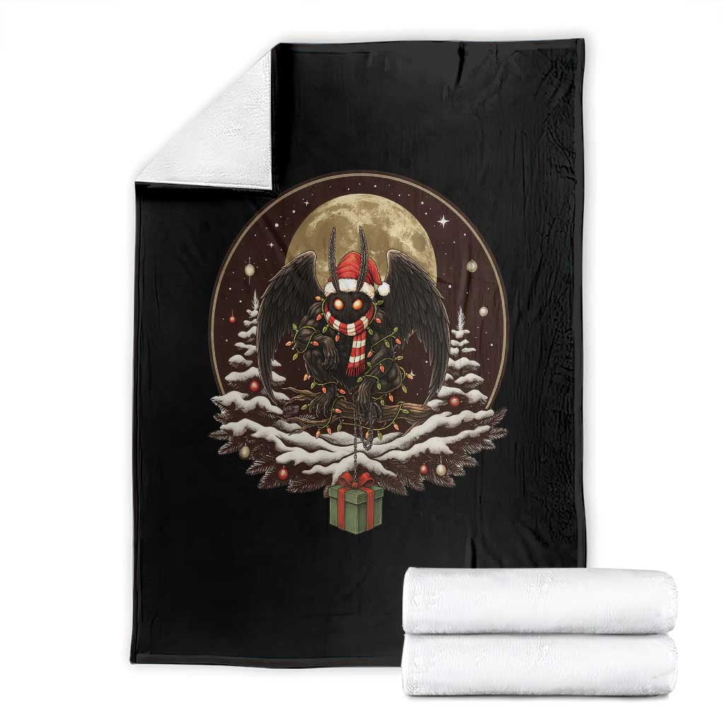 Mothman In Christmas Night Throw Blanket Funny Cryptid Gift TS12 Black Print Your Wear