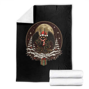 Mothman In Christmas Night Throw Blanket Funny Cryptid Gift TS12 Black Print Your Wear