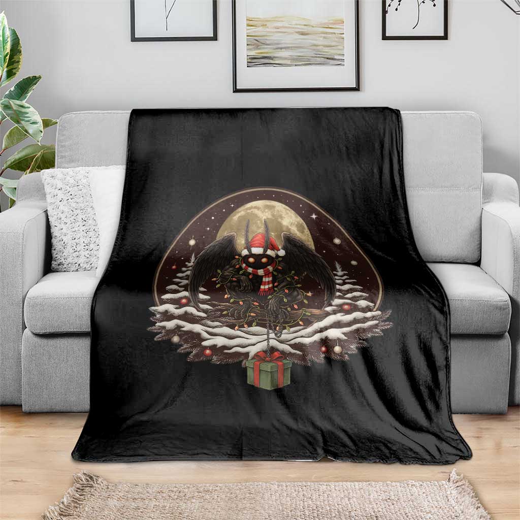 Mothman In Christmas Night Throw Blanket Funny Cryptid Gift TS12 Print Your Wear