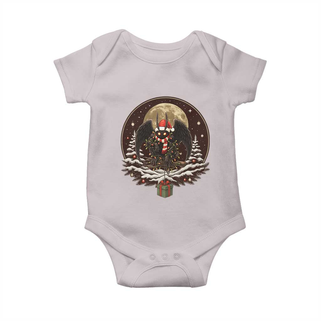 Mothman In Christmas Night Baby Onesie Funny Cryptid Gift TS12 Ice Gray Print Your Wear