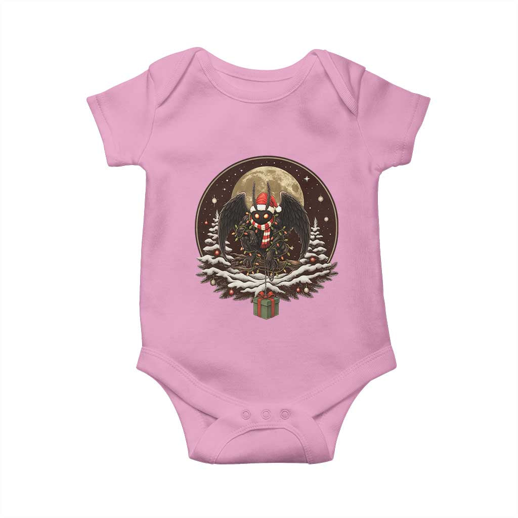 Mothman In Christmas Night Baby Onesie Funny Cryptid Gift TS12 Light Pink Print Your Wear