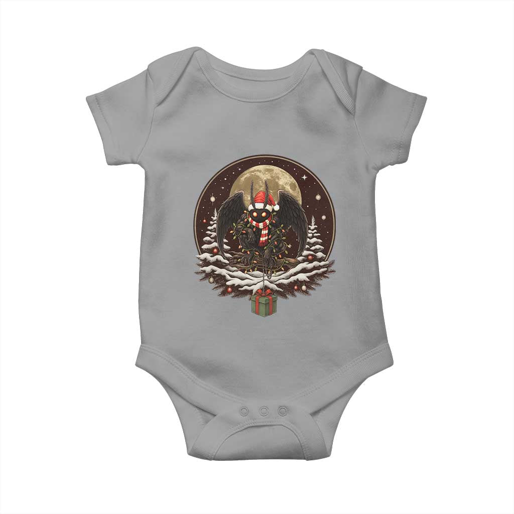 Mothman In Christmas Night Baby Onesie Funny Cryptid Gift TS12 Sport Gray Print Your Wear