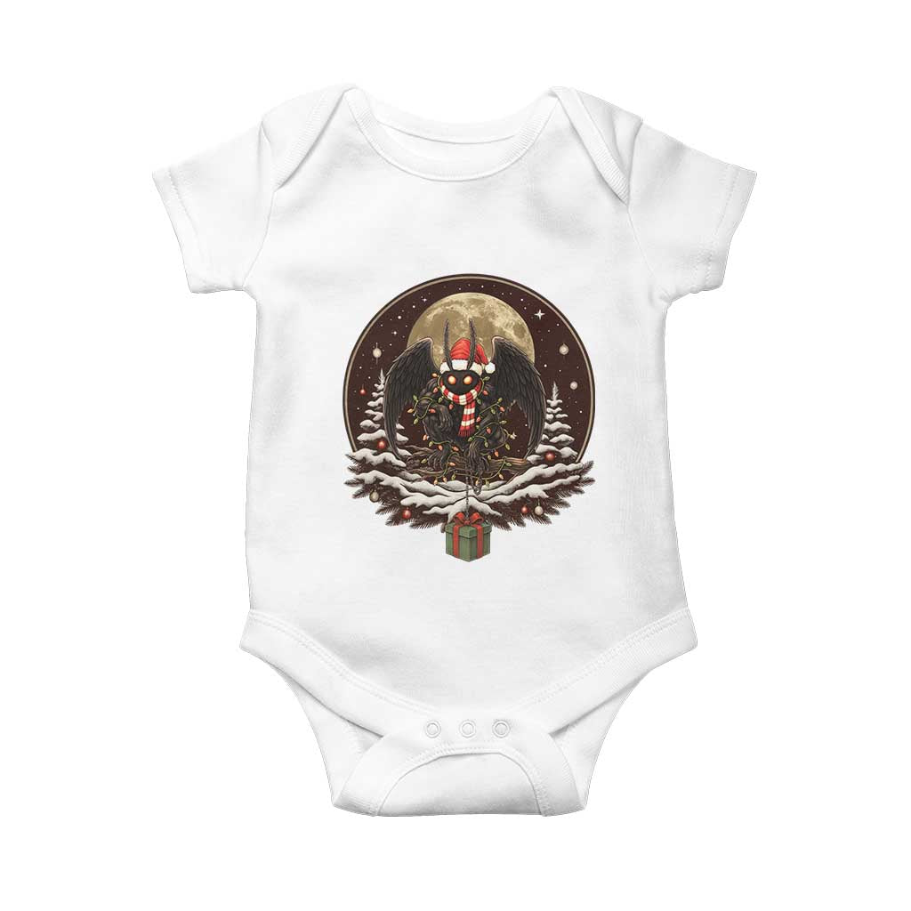 Mothman In Christmas Night Baby Onesie Funny Cryptid Gift TS12 White Print Your Wear