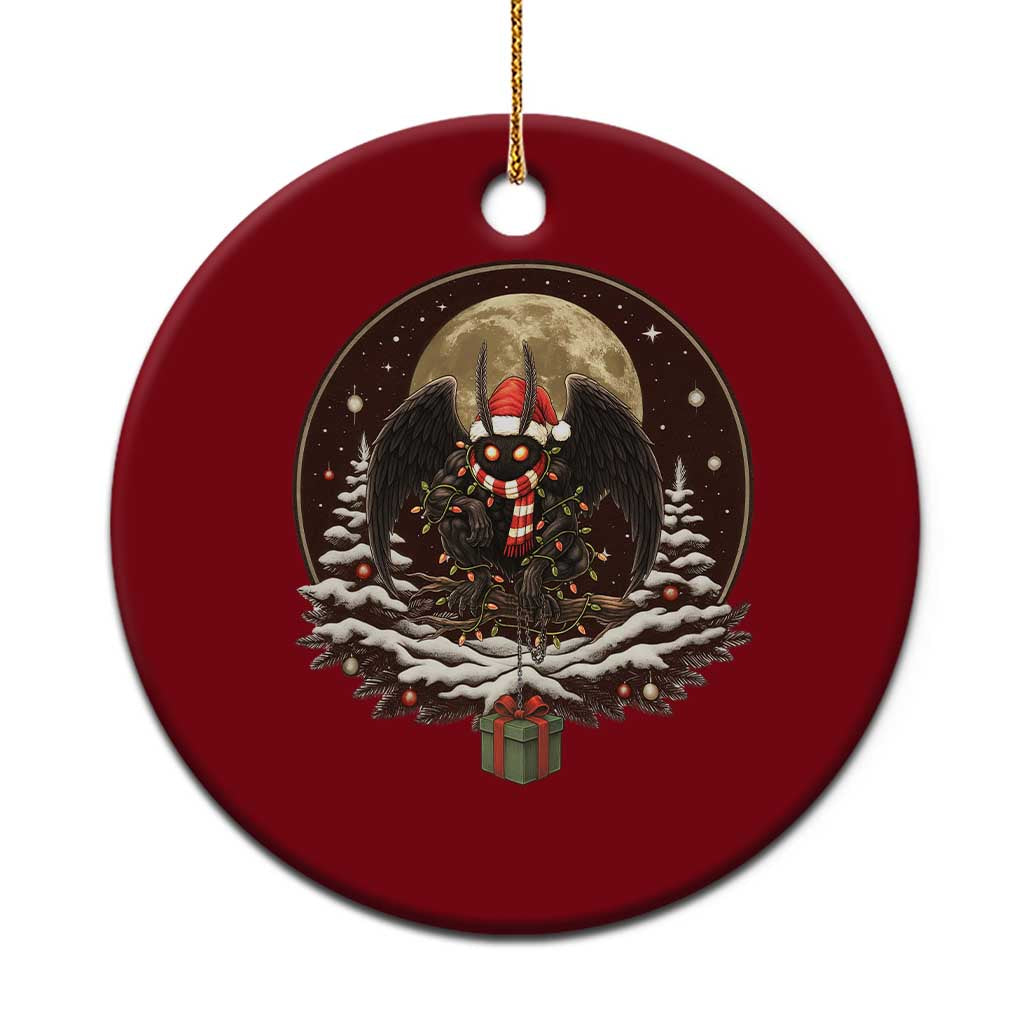Mothman In Xmas Night Ceramic Ornament Funny Cryptid Gift TS12 1pc Red Print Your Wear