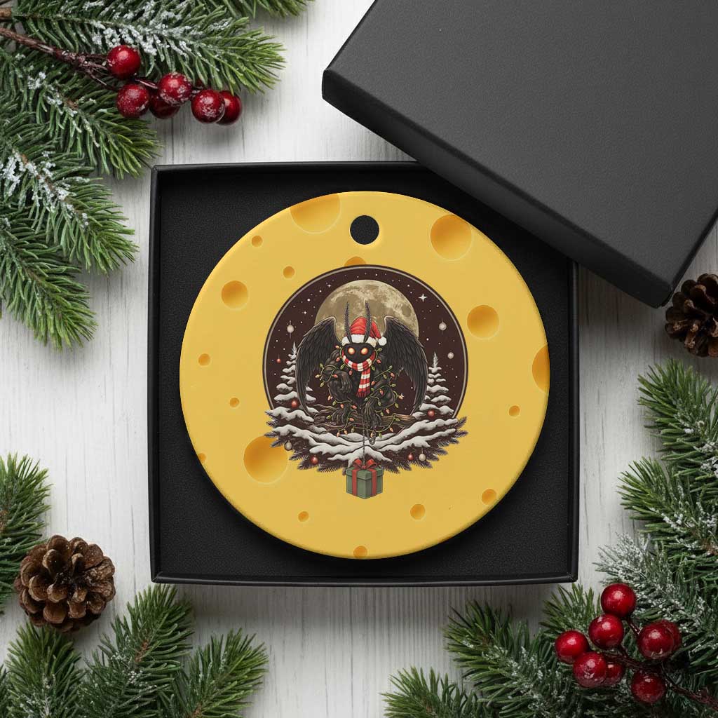 Mothman In Xmas Night Ceramic Ornament Funny Cryptid Gift TS12 1pc Yellow Cheese Print Your Wear